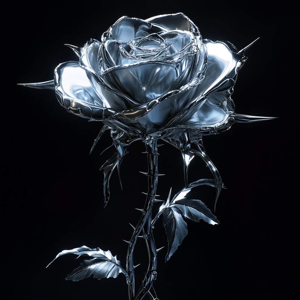 Metal rose with thorns